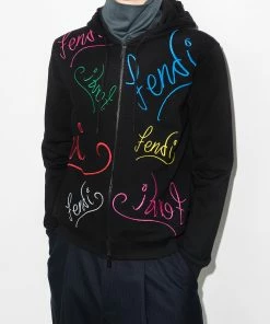 Fendi x Noel Fielding logo-embroidered zipped hoodie