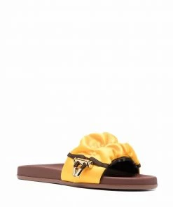 Fendi toggle-fastening ruched slides