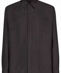 Fendi logo-jacquard silk shirt