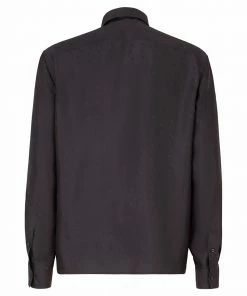Fendi logo-jacquard silk shirt