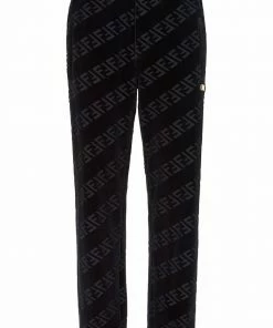 Fendi FF-motif velvet track pants