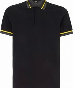 Fendi striped-trim polo shirt