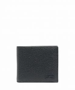 Fendi FF-logo pebbled-leather bi-fold wallet