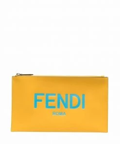 Fendi logo print clutch bag