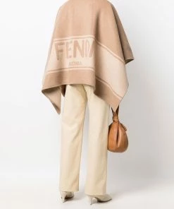Fendi stripe detail logo cape