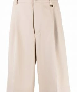 Fendi pleat-detail knee-length shorts