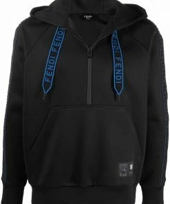 Fendi logo-tape zip-fastening hoodie