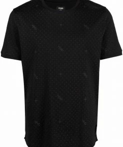 Fendi logo-embroidered polka-dot T-shirt