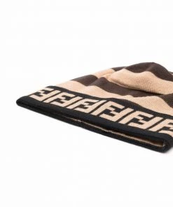 Fendi patterned intarsia-knit hat