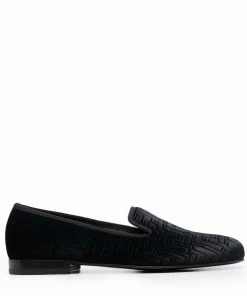 Fendi FF motif leather loafers