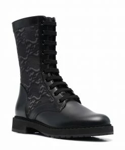 Fendi logo-debossed combat boots