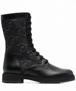 Fendi logo-debossed combat boots