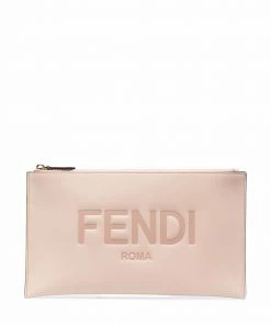 Fendi debossed-logo clutch bag