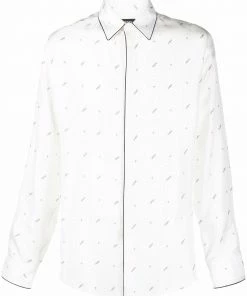 Fendi logo-print trimmed shirt