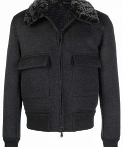 Fendi FF-collar reversible faux-shearling jacket