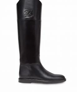 Fendi Karligraphy knee-high leather boots