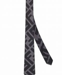 Fendi logo-print silk tie