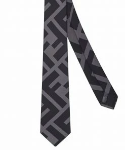 Fendi logo-print silk tie