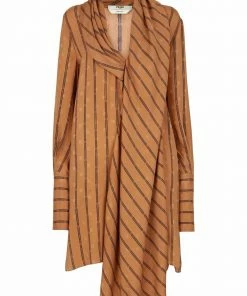 Fendi Karligraphy striped silk dress