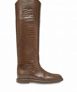 Fendi Karligraphy croc-effect knee-high boots