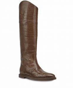 Fendi Karligraphy croc-effect knee-high boots