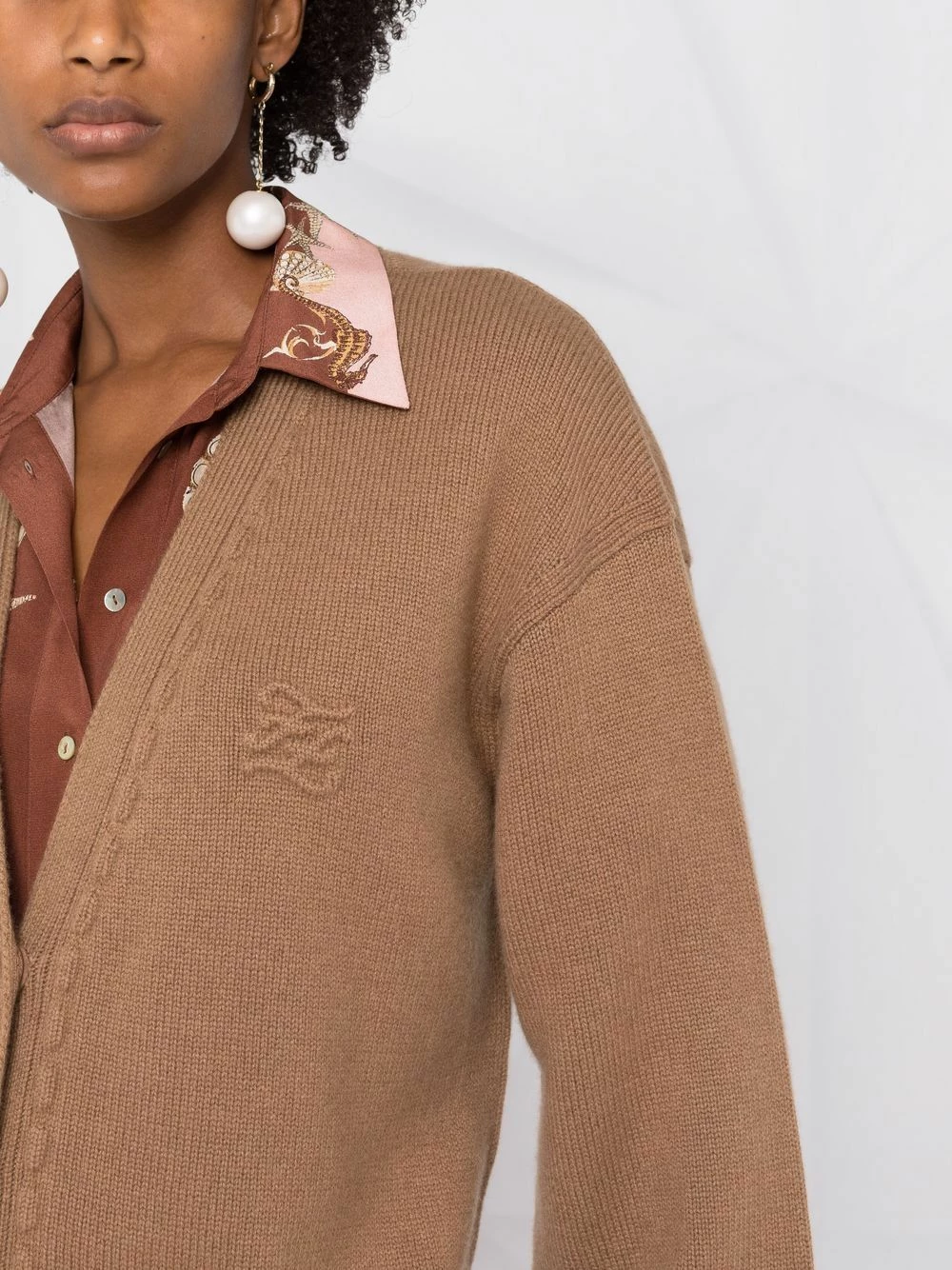 Buy π Fendi V neck cashmere cardigan cardigans of women π 5 Fendi V-neck cashmere cardigan