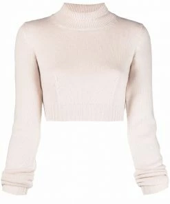 Fendi cropped long-sleeve knitted top