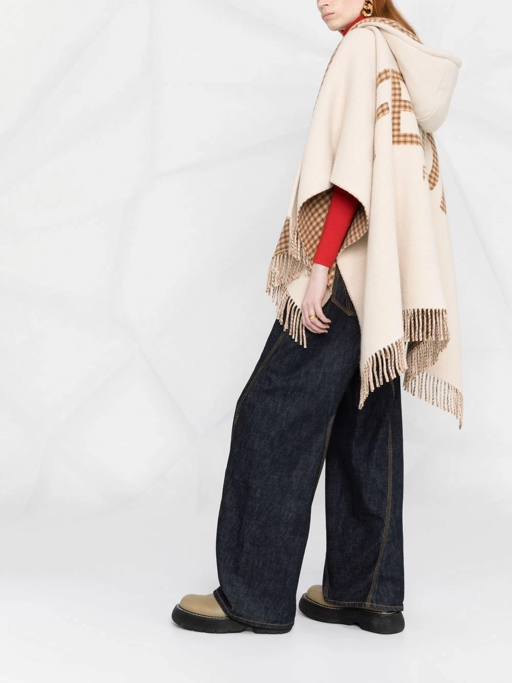 Best deal β€οΈ Fendi Fringed hooded poncho capes of women π 6 Fendi fringed hooded poncho