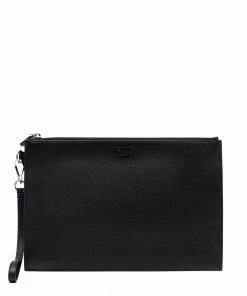 Fendi embossed-logo clutch bag