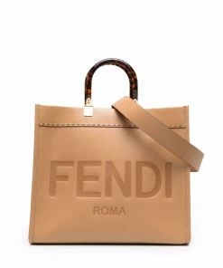 Fendi Sunshine logo-debossed leather tote