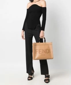 Fendi Sunshine logo-debossed leather tote