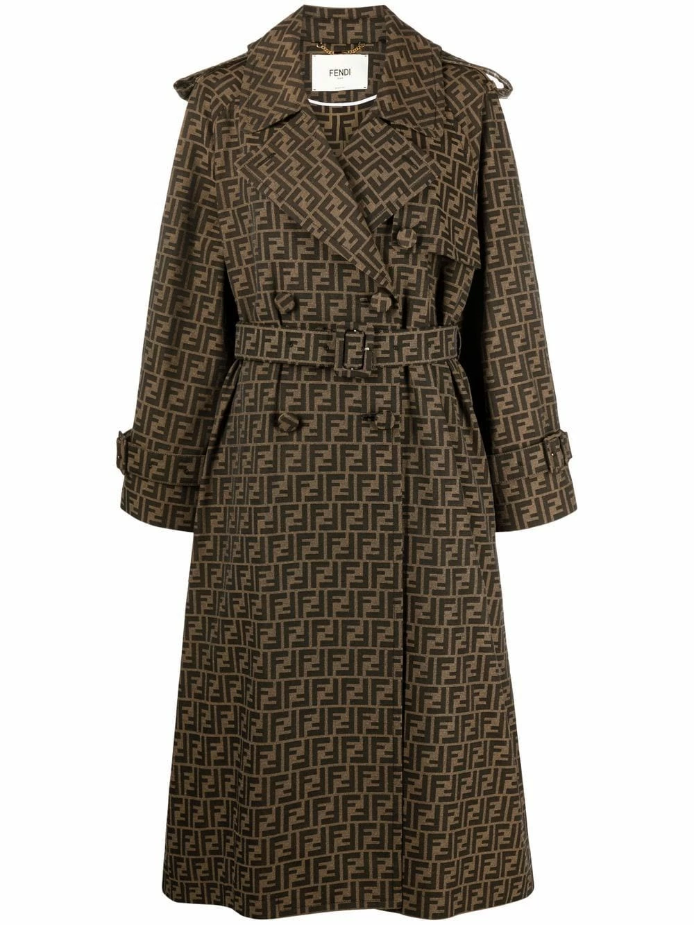 Coupon 𧨠Fendi FF logo print π§₯ coat double breasted & peacoats of women π― 3 Fendi FF-logo print coat