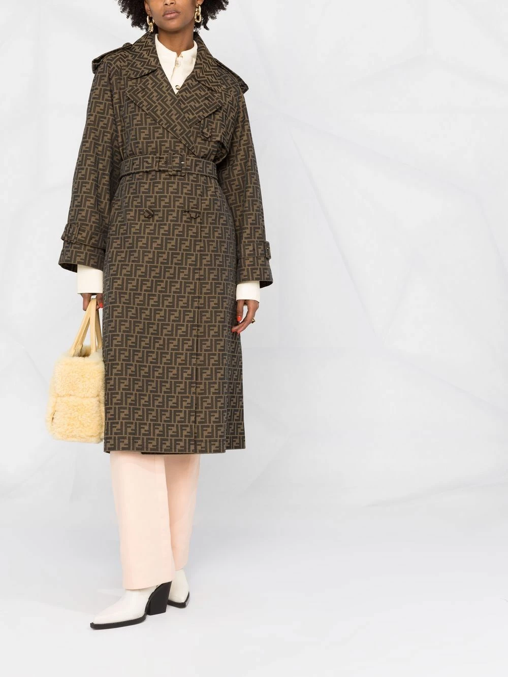 Coupon 𧨠Fendi FF logo print π§₯ coat double breasted & peacoats of women π― 4 Fendi FF-logo print coat