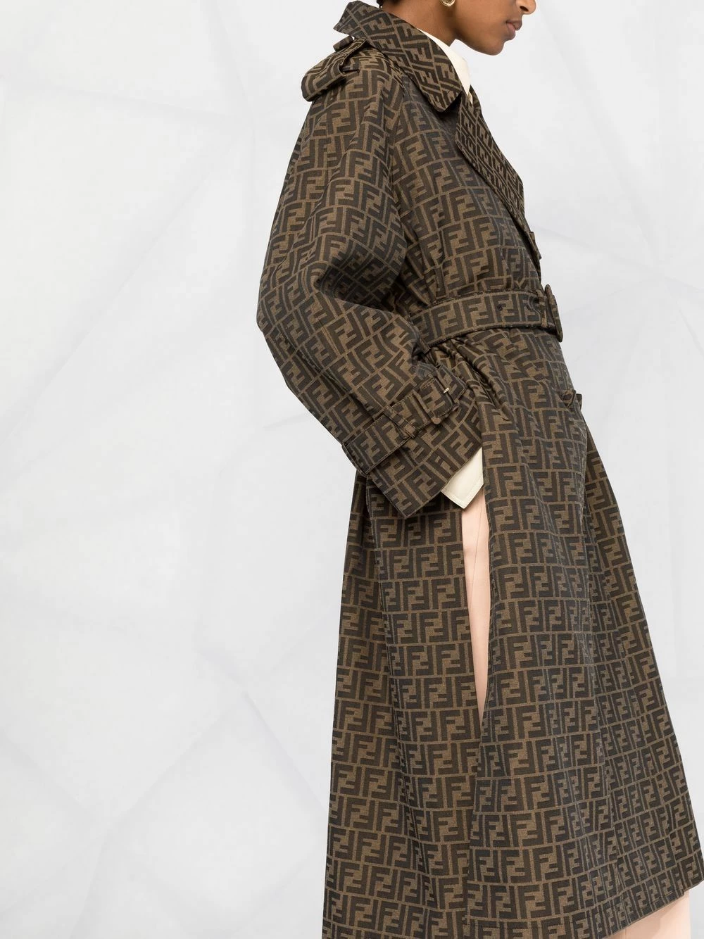 Coupon 𧨠Fendi FF logo print π§₯ coat double breasted & peacoats of women π― 5 Fendi FF-logo print coat