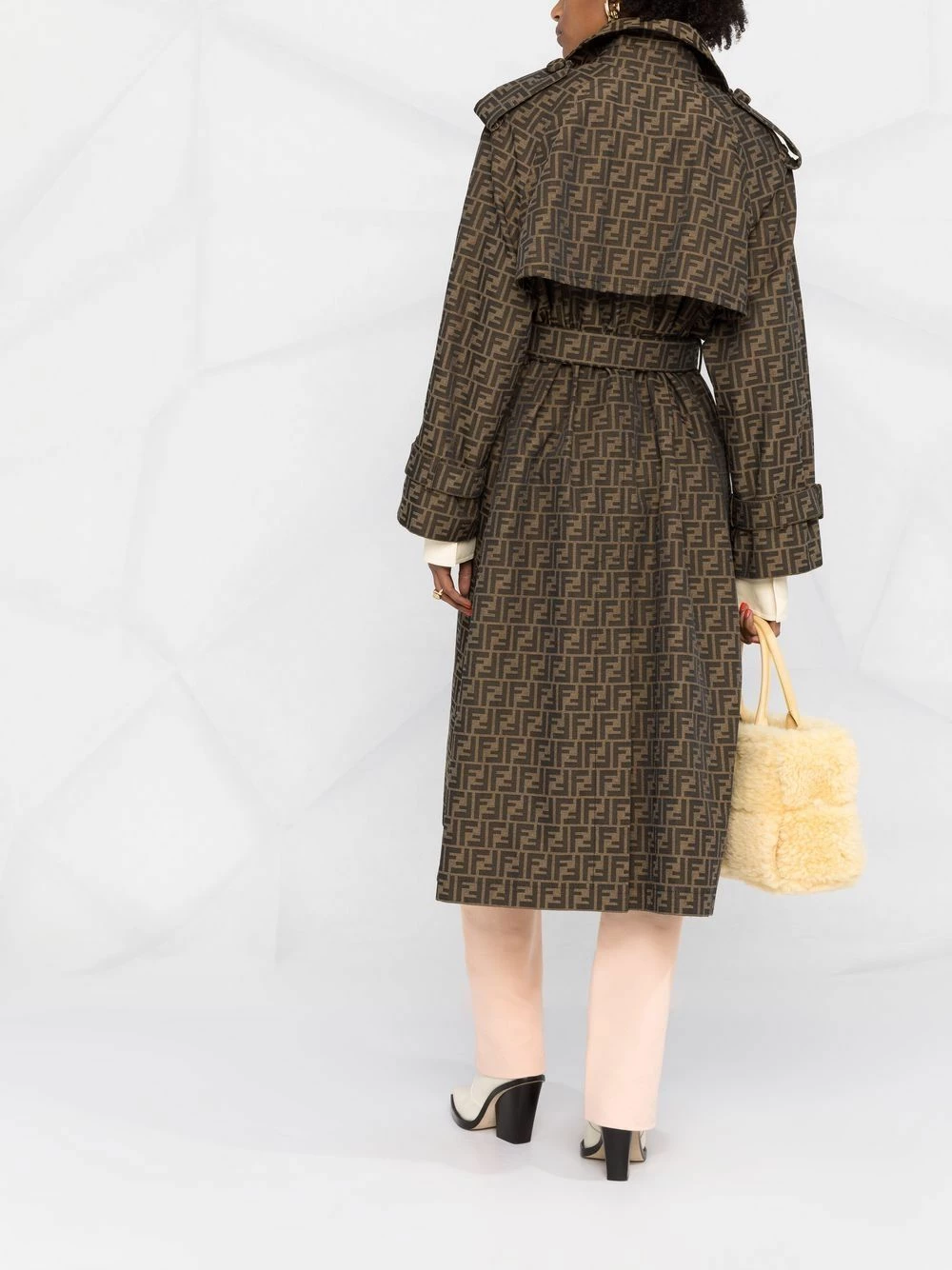 Coupon 𧨠Fendi FF logo print π§₯ coat double breasted & peacoats of women π― 8 Fendi FF-logo print coat