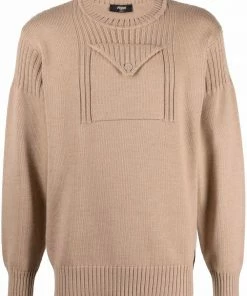 Fendi flap-pocket ribbed-knit jumper