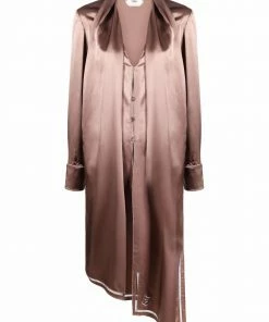 Fendi scarf-collar satin shirt