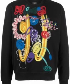 Fendi scribble-embroidery sweatshirt