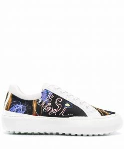 Fendi neon logo-print trainers