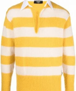 Fendi striped knitted polo shirt