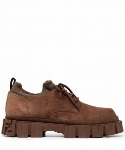 Fendi FF motif suede lace-up shoes