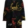 Fendi all over logo-print shearling coat