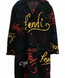 Fendi all over logo-print shearling coat