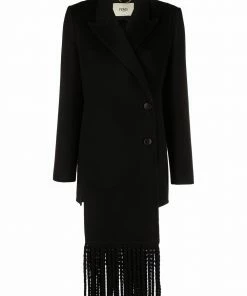 Fendi double-breasted fringed coat