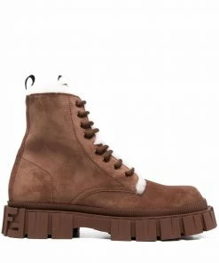 Fendi monogram-sole lace-up boots