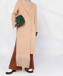 Fendi fringe detail double breasted coat