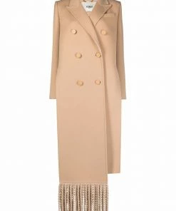 Fendi fringe detail double breasted coat