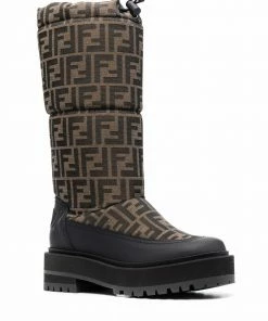 Fendi FF motif knee-high boots