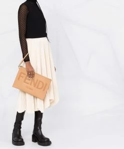 Fendi logo-stamped clutch bag