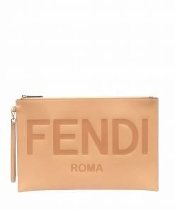 Fendi logo-stamped clutch bag
